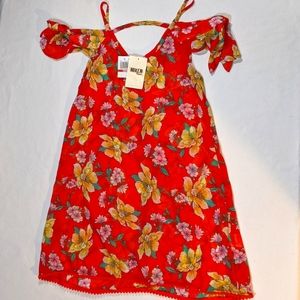 miken swim cold shoulder cover-up floral NWT XS